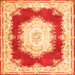 Round Machine Washable Medallion Orange French Area Rugs, wshtr4049org