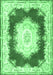 Machine Washable Medallion Emerald Green French Area Rugs, wshtr4049emgrn