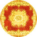 Round Medallion Yellow French Rug, tr4049yw