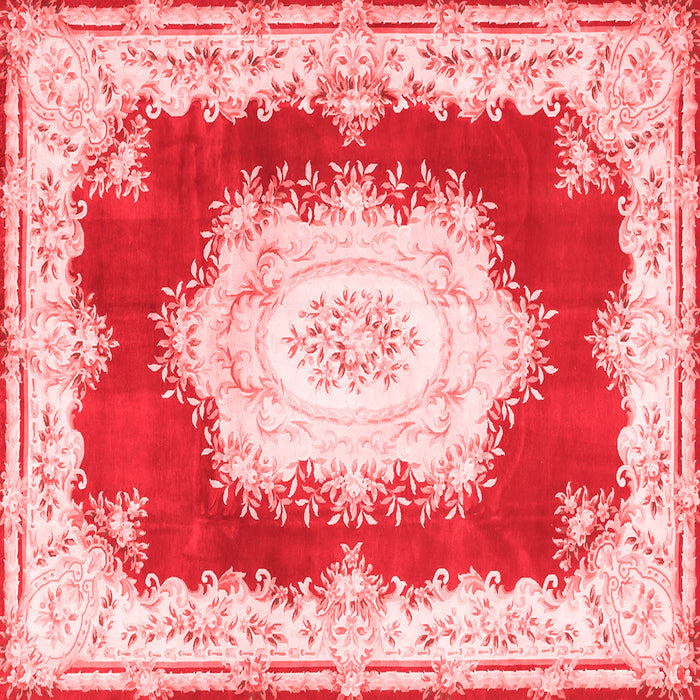 Machine Washable Medallion Red French Rug, wshtr4049red
