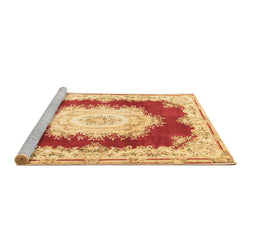 Sideview of Machine Washable Medallion Brown French Rug, wshtr4049brn