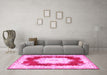 Machine Washable Medallion Pink French Rug in a Living Room, wshtr4049pnk