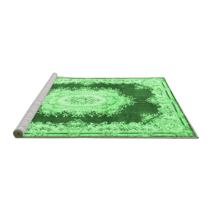 Sideview of Machine Washable Medallion Emerald Green French Area Rugs, wshtr4049emgrn