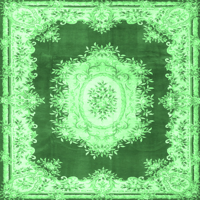 Square Medallion Emerald Green French Rug, tr4049emgrn