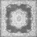 Round Machine Washable Medallion Gray French Rug, wshtr4049gry