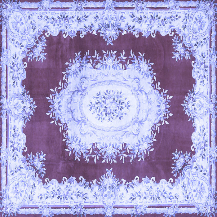 Square Machine Washable Medallion Blue French Rug, wshtr4049blu