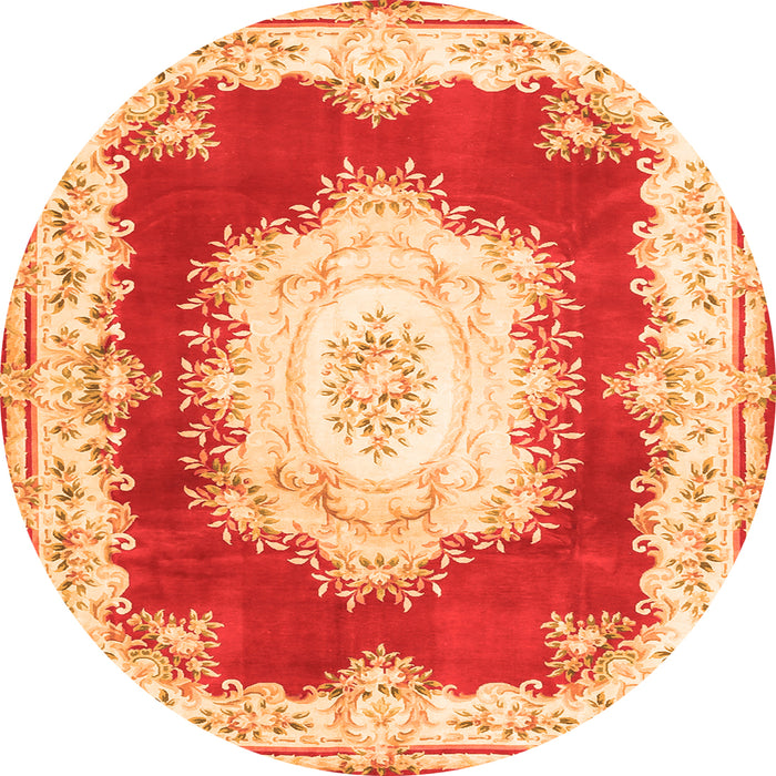 Machine Washable Medallion Orange French Area Rugs, wshtr4049org