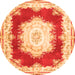 Machine Washable Medallion Orange French Area Rugs, wshtr4049org