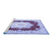 Sideview of Machine Washable Medallion Blue French Rug, wshtr4049blu