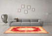Machine Washable Medallion Orange French Area Rugs in a Living Room, wshtr4049org