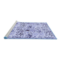Sideview of Machine Washable Animal Blue Traditional Rug, wshtr404blu