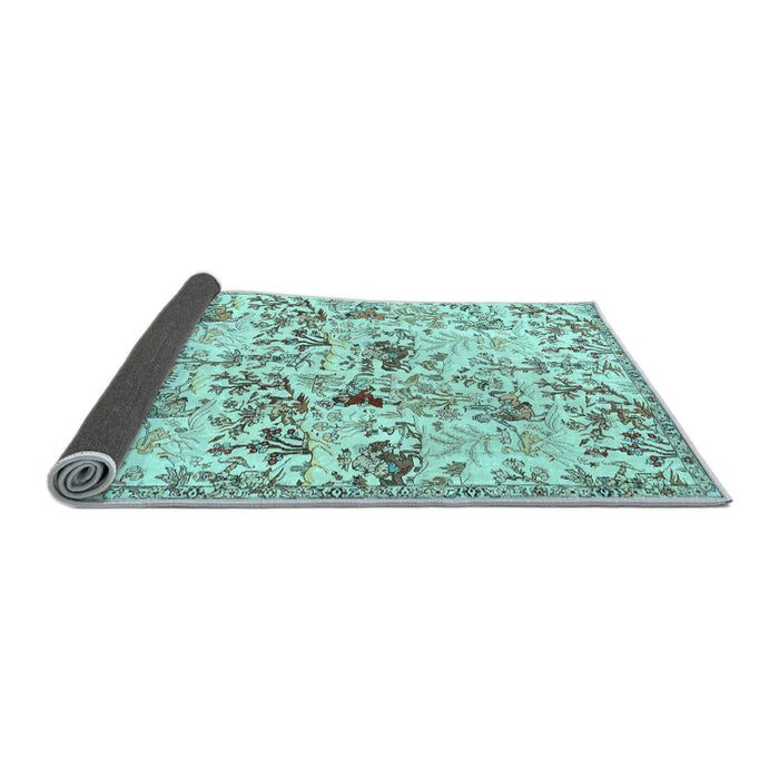 Sideview of Animal Light Blue Traditional Rug, tr404lblu