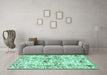 Machine Washable Animal Turquoise Traditional Area Rugs in a Living Room,, wshtr404turq