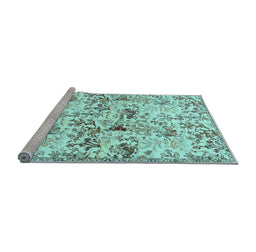 Sideview of Machine Washable Animal Light Blue Traditional Rug, wshtr404lblu