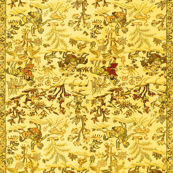 Machine Washable Animal Yellow Traditional Rug, wshtr404yw