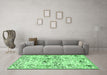 Machine Washable Animal Emerald Green Traditional Area Rugs in a Living Room,, wshtr404emgrn