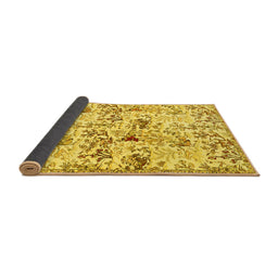 Sideview of Animal Yellow Traditional Rug, tr404yw