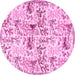 Round Animal Pink Traditional Rug, tr404pnk