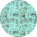 Round Animal Light Blue Traditional Rug, tr404lblu