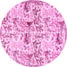 Round Machine Washable Animal Pink Traditional Rug, wshtr404pnk