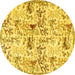 Round Animal Yellow Traditional Rug, tr404yw