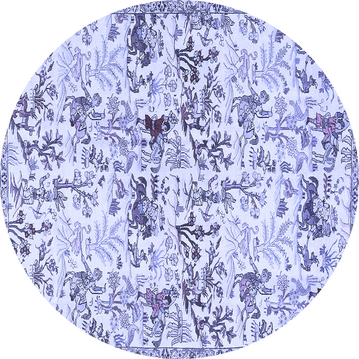 Round Animal Blue Traditional Rug, tr404blu