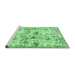 Sideview of Machine Washable Animal Emerald Green Traditional Area Rugs, wshtr404emgrn