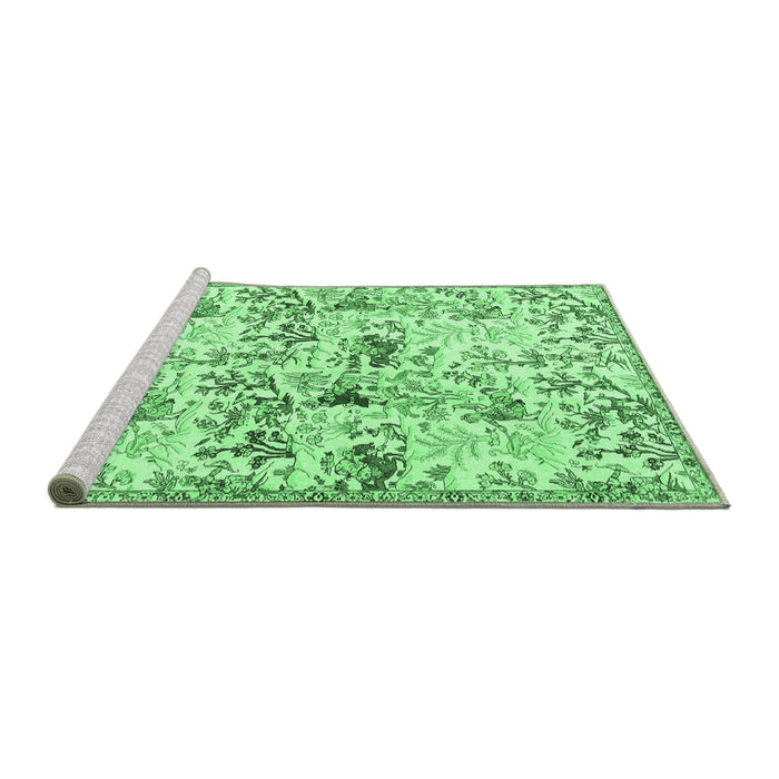 Sideview of Machine Washable Animal Emerald Green Traditional Area Rugs, wshtr404emgrn
