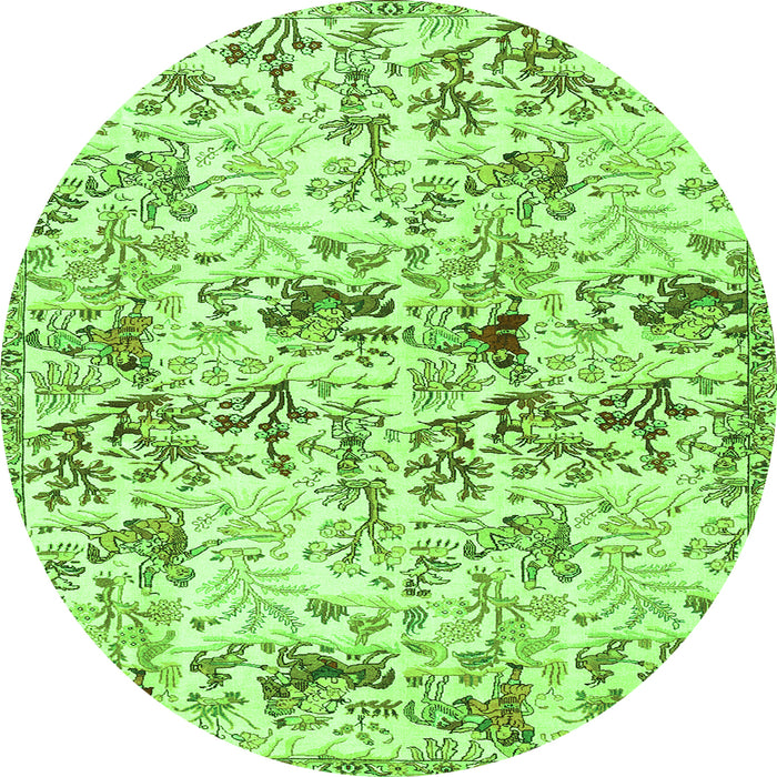 Machine Washable Animal Green Traditional Area Rugs, wshtr404grn