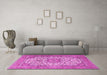 Machine Washable Persian Pink Traditional Rug in a Living Room, wshtr4050pnk