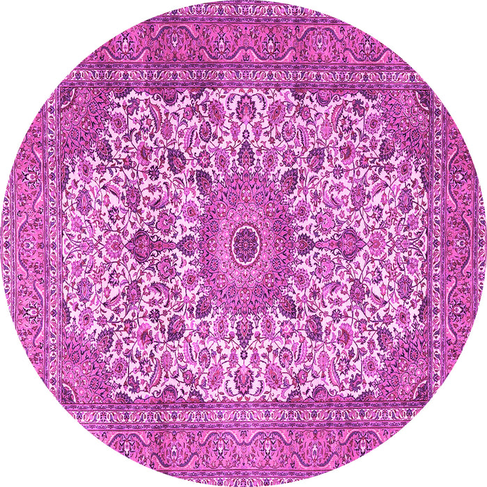 Round Machine Washable Persian Pink Traditional Rug, wshtr4050pnk