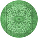 Round Machine Washable Persian Emerald Green Traditional Area Rugs, wshtr4050emgrn