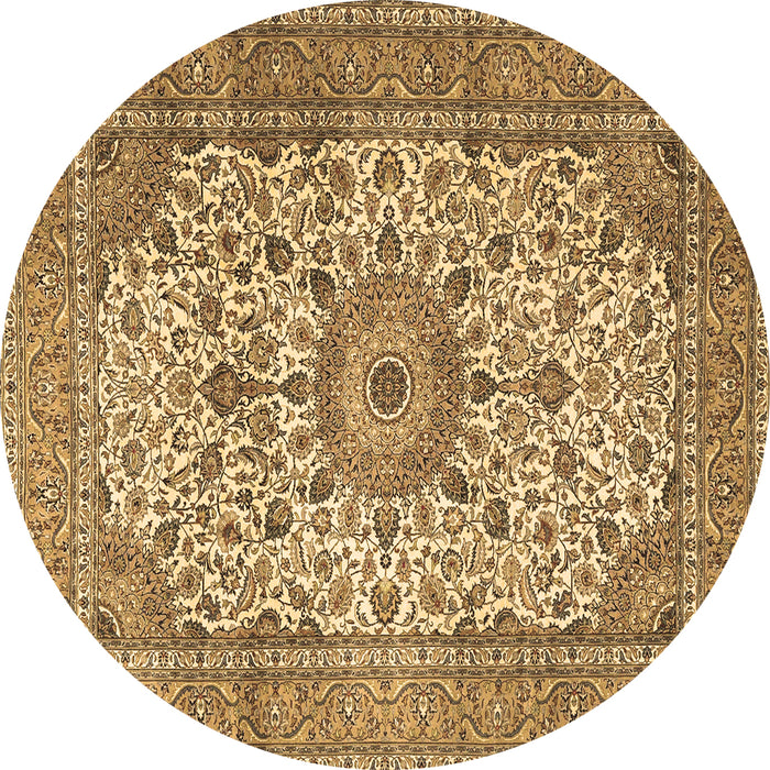 Round Machine Washable Persian Brown Traditional Rug, wshtr4050brn