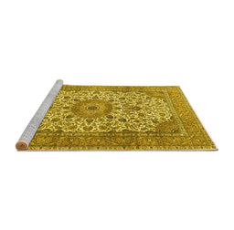 Sideview of Machine Washable Persian Yellow Traditional Rug, wshtr4050yw