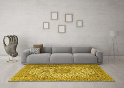 Machine Washable Persian Yellow Traditional Rug in a Living Room, wshtr4050yw