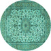 Round Persian Turquoise Traditional Rug, tr4050turq
