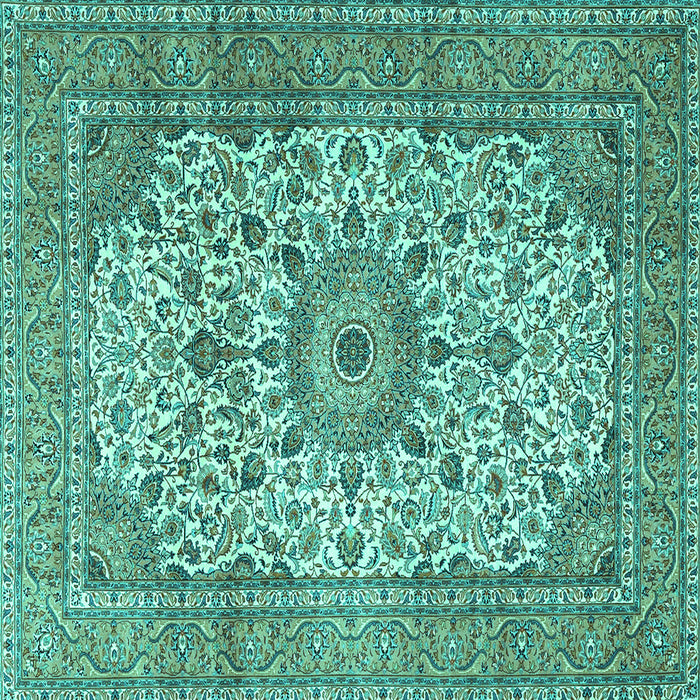 Square Machine Washable Persian Turquoise Traditional Area Rugs, wshtr4050turq