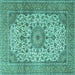 Square Machine Washable Persian Turquoise Traditional Area Rugs, wshtr4050turq