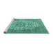 Sideview of Machine Washable Persian Turquoise Traditional Area Rugs, wshtr4050turq