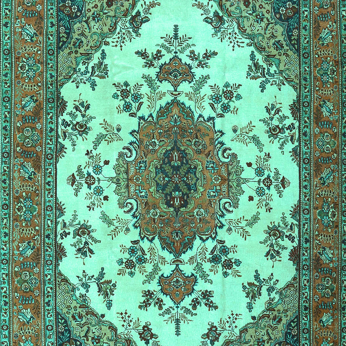 Machine Washable Medallion Turquoise Traditional Area Rugs, wshtr4051turq