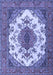 Machine Washable Medallion Blue Traditional Rug, wshtr4051blu