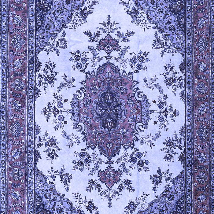 Machine Washable Medallion Blue Traditional Rug, wshtr4051blu