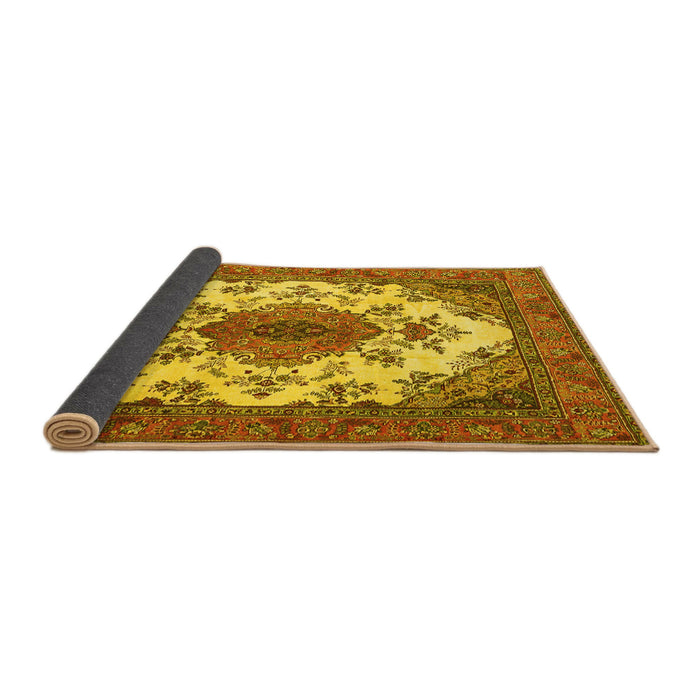 Sideview of Medallion Yellow Traditional Rug, tr4051yw