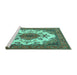 Sideview of Machine Washable Medallion Turquoise Traditional Area Rugs, wshtr4051turq