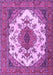 Machine Washable Medallion Purple Traditional Area Rugs, wshtr4051pur