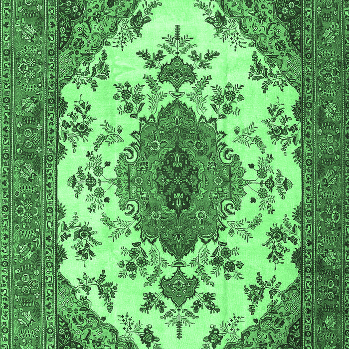 Medallion Emerald Green Traditional Rug, tr4051emgrn