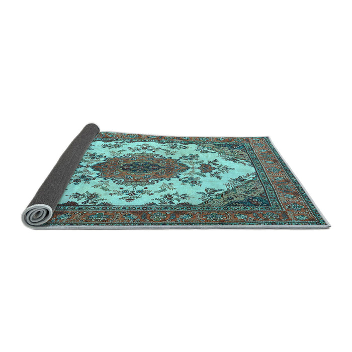 Sideview of Medallion Light Blue Traditional Rug, tr4051lblu