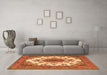 Machine Washable Medallion Orange Traditional Area Rugs in a Living Room, wshtr4051org