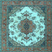 Square Medallion Light Blue Traditional Rug, tr4051lblu