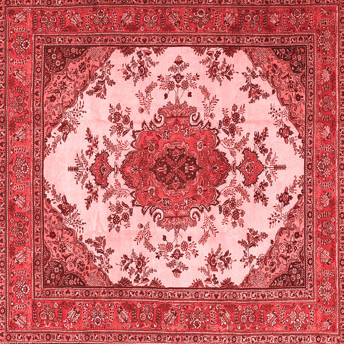 Machine Washable Medallion Red Traditional Rug, wshtr4051red